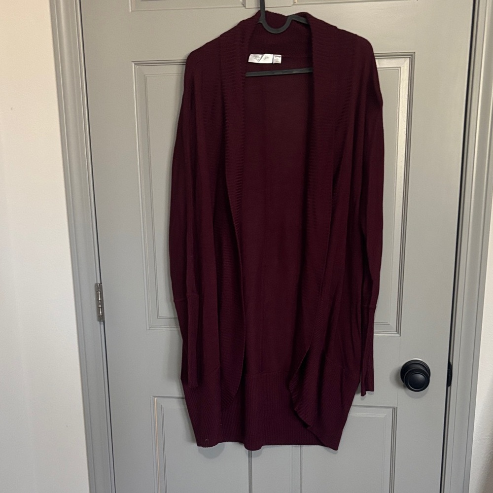 RD Style Deep Burgundy Open Cardigan
